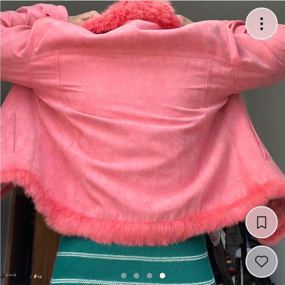 vintage 70s pink rabbit fur and suede jacket ✨ - Picture 6 of 6